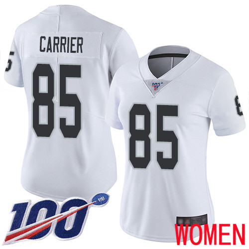 Oakland Raiders Limited White Women Derek Carrier Road Jersey NFL Football 85 100th Season Vapor Jersey